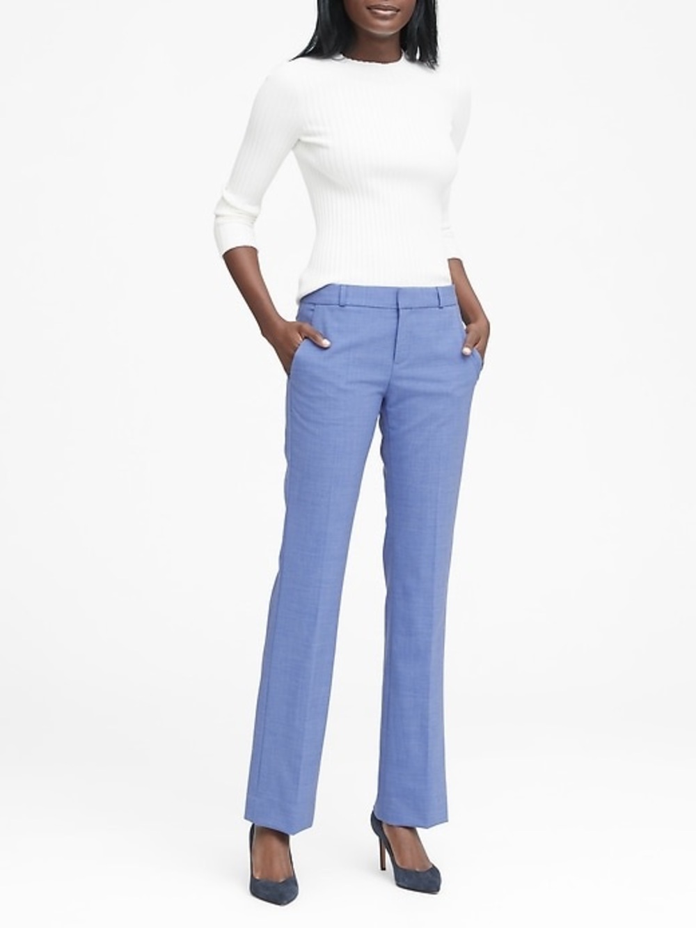 Banana Republic Logan Women's Straight-Leg Wool Blend Pants in Bright Blue